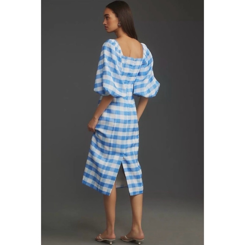 NWT Anthropologie RHODE Noa Linen Midi Dress Blue White - Picture 5 of 14